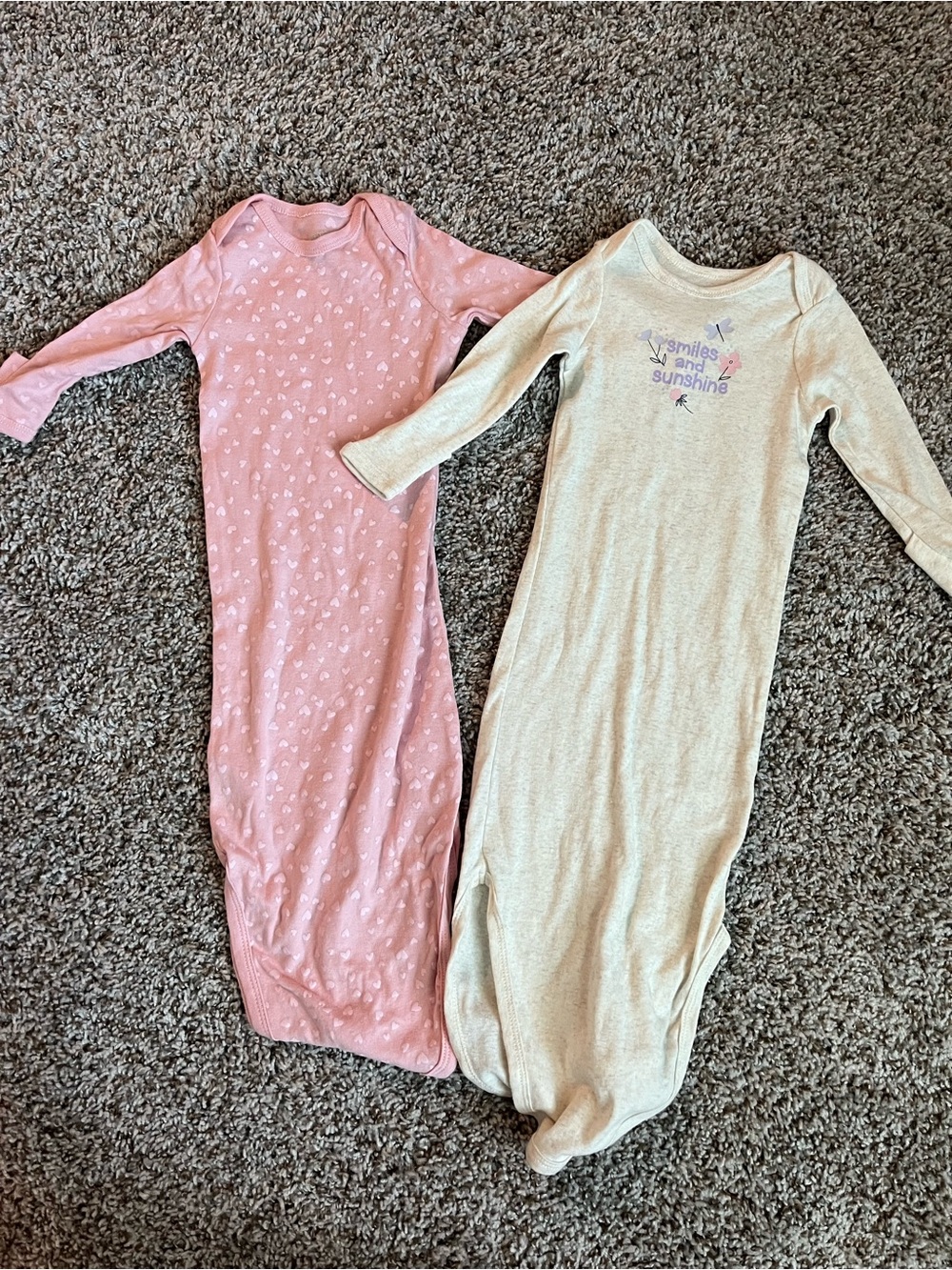 Garanimals Girls NB-6M 2-pk Sleeper Night Gown Onesie Pink Dragonflies